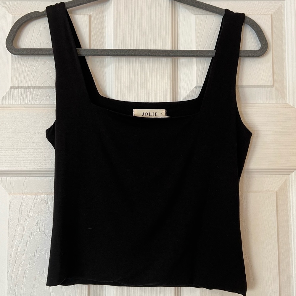 Black Square Neck Tank Top.